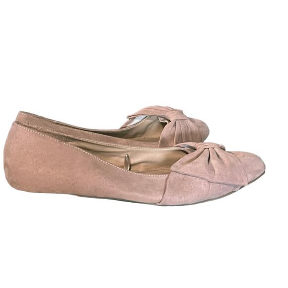 Torrid Pink Suede Pointed Toe Flats Bow Detail Wide Width 9.5 WW Balletcore - Picture 4 of 11